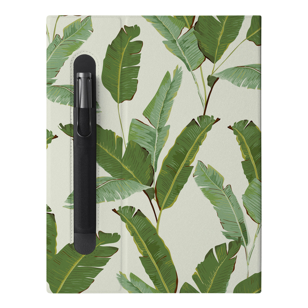 The Personalized VistaCase reMarkable Pen Holder Case with Green Leaves design features a built-in Marker pen holder,