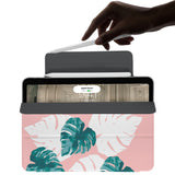 the VistaCase Personalized iPad Slim Fit Case with Pink Flower 2 design,  The case includes built-in storage and a cutout for easy magnetic attachment of your Pencil, ensuring it's always within reach.