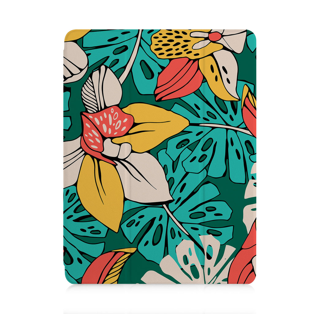 front and back view of personalized iPad case with pencil holder and 08 design