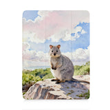 front view of personalized iPad case with pencil holder and Australia Wild Animal design
