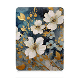 front view of personalized iPad case with pencil holder and Flower Art design