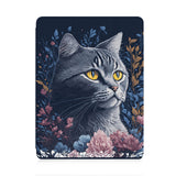 front view of personalized iPad case with pencil holder and Cute Cat design