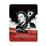 front view of personalized iPad case with pencil holder and Elon Musk SpaceX design