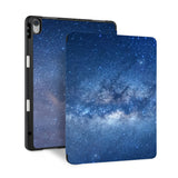 front and back view of personalized iPad case with pencil holder and Starry Night design