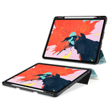 movie and keyboard stand view of personalized iPad case with pencil holder and Colorful Mountain design - swap