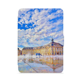 front view of personalized kindle paperwhite case with France Famous Attractions design