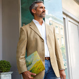 A business man carrying personalized microsoft surface case with Tree Painting design in the park